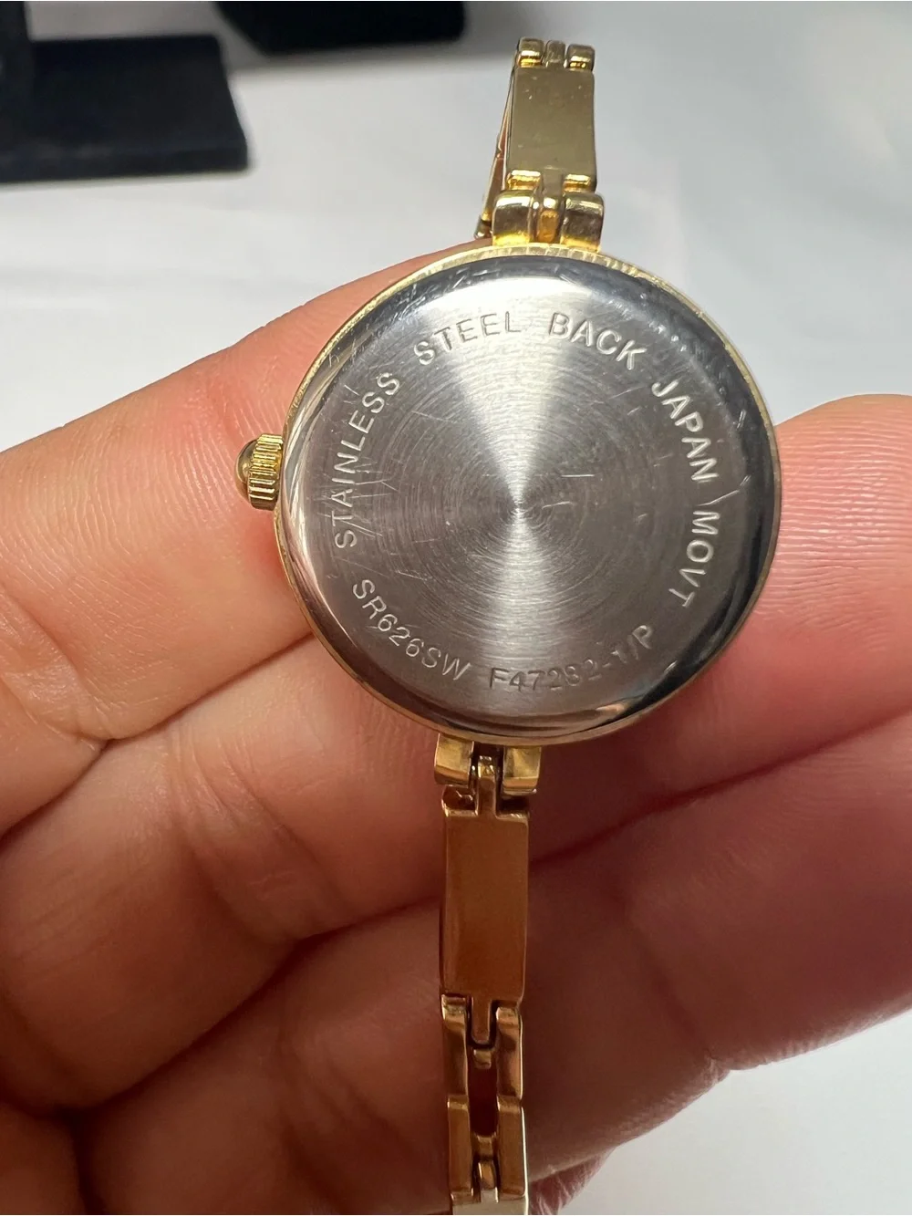QUARTZ Watch Women Gold Tone Rhinestone Thin Band Needs Battery